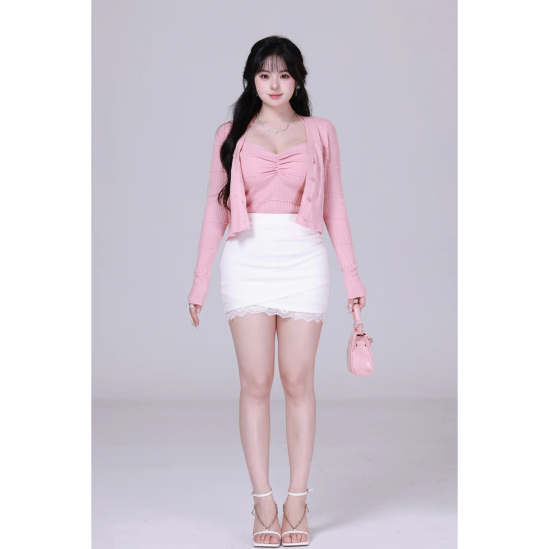 清清MengFairy 【迷人作精】纯欲吊带针织开衫套装2618M