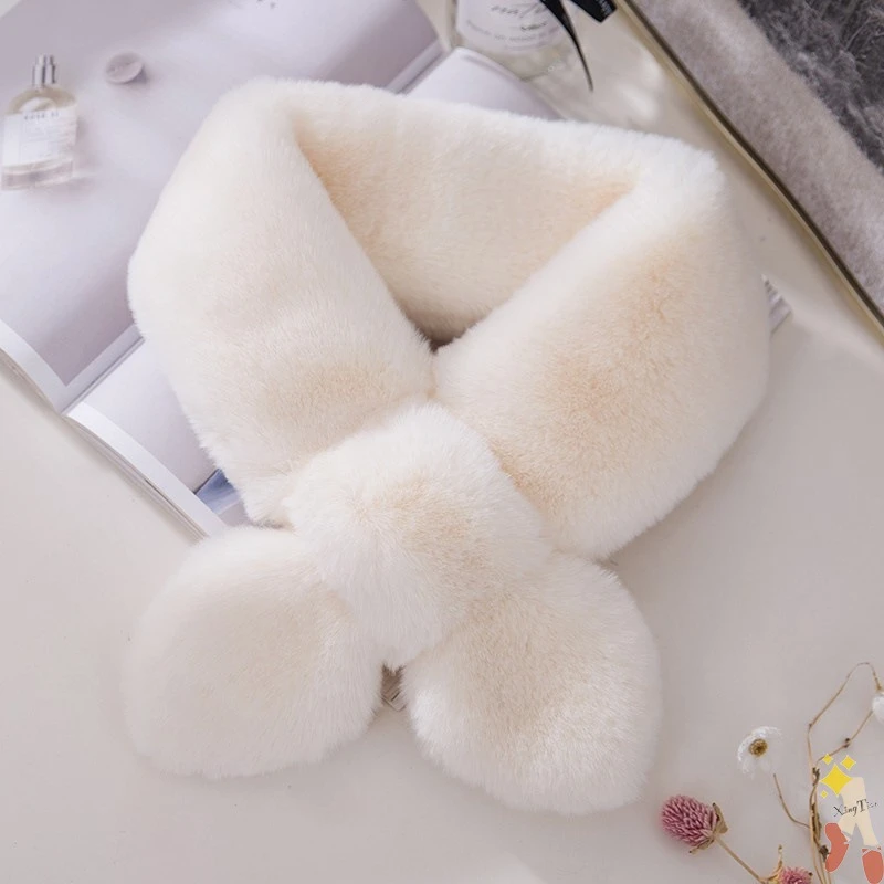 新款秋冬季毛绒围巾围脖少女儿童加厚围巾仿獭兔毛保暖围巾围脖