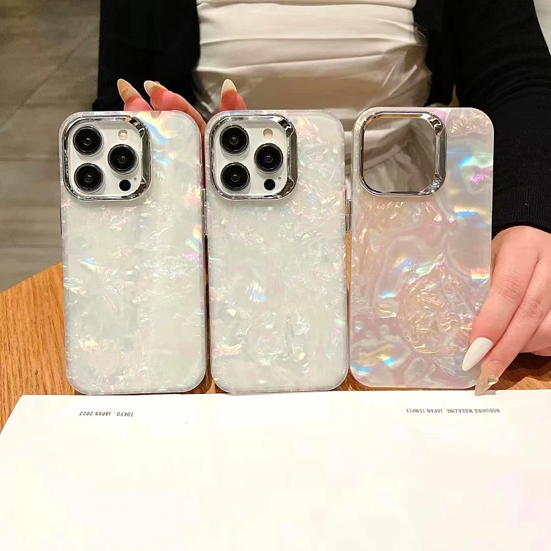 渐变水母贝壳纹苹果14Pro max手机壳iPhone15Pro新品13创意11网红