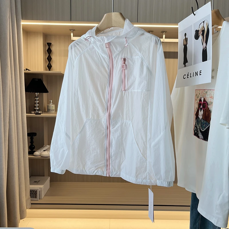 门店419！夏季清凉透气皮肤衣撞色宽松防晒外套女 L40796