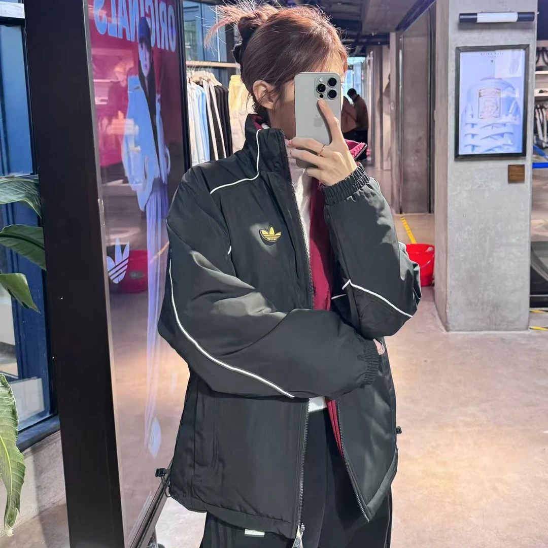 Adidas三叶草2025新年款双面穿立领运动宽松棉服KA0821/KA0822