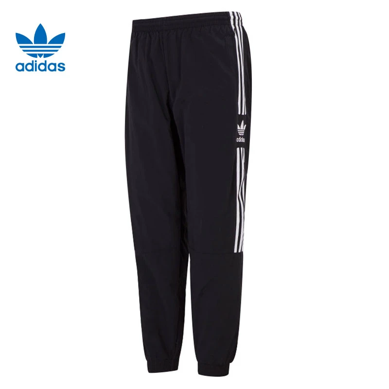 adidas阿迪达斯三叶草男款中腰黑色透气针织运动休闲长裤H41387