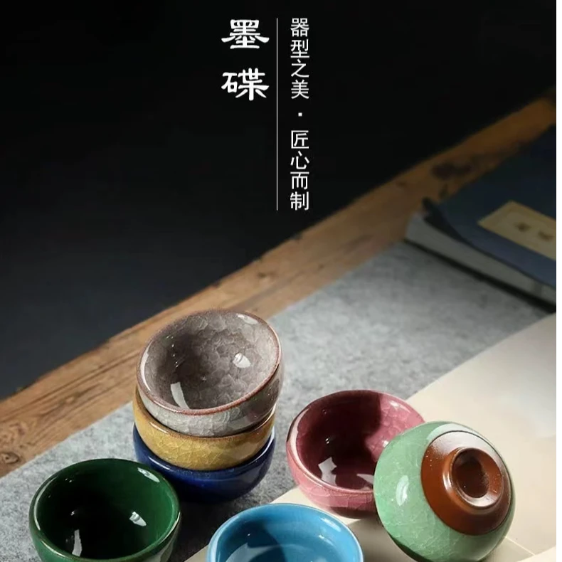 多色冰裂杯墨碟盛水小工艺毛笔清新书法文房四宝学生初学者高能感