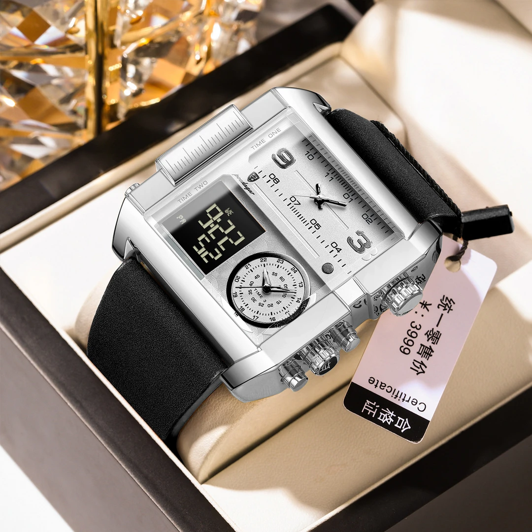 POEDAGAR/柏达茄997方块多功能防水夜光男士手表女情侣百搭潮流