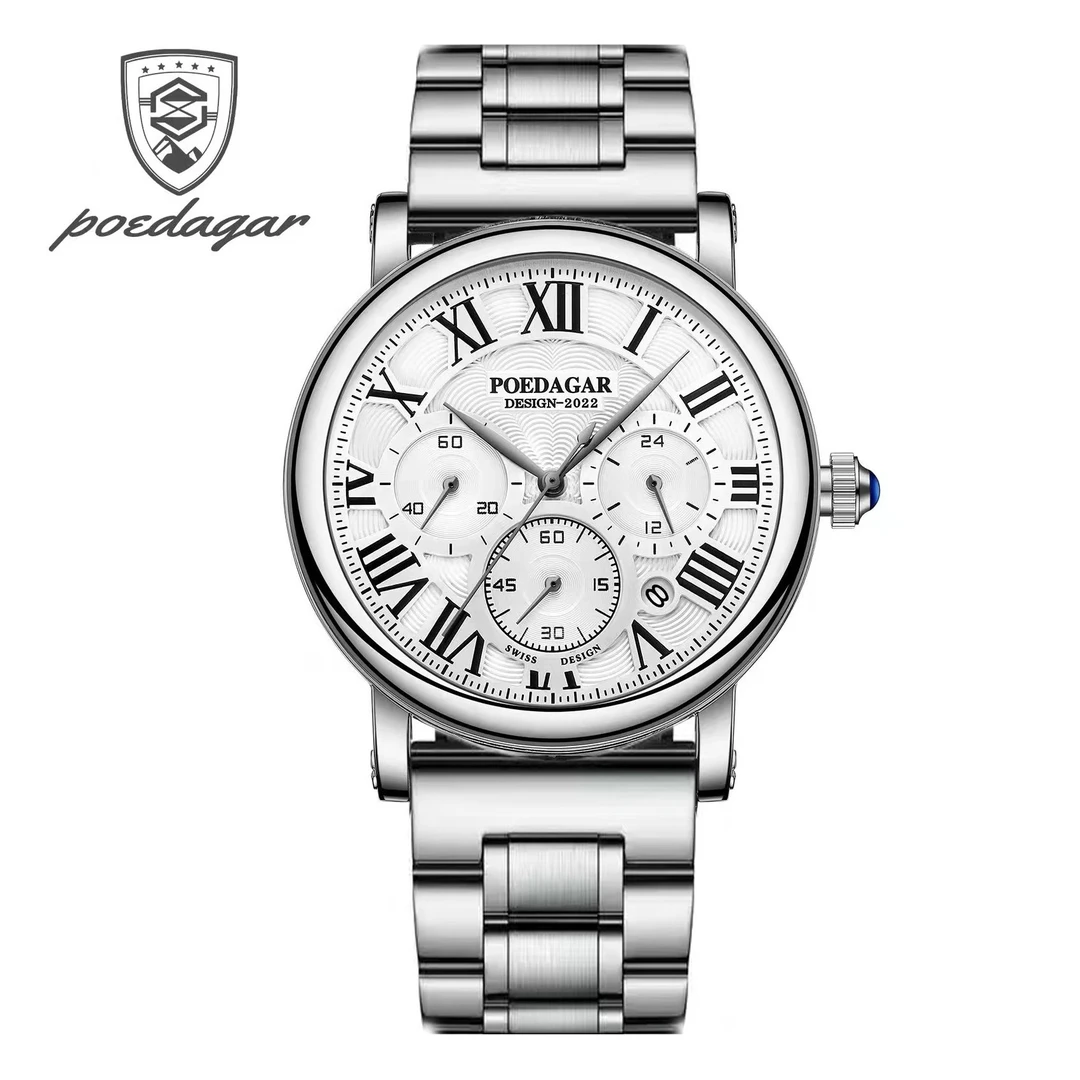 【POEDAGAR】986经典多功能计时商务防水男士手表复古时尚潮流