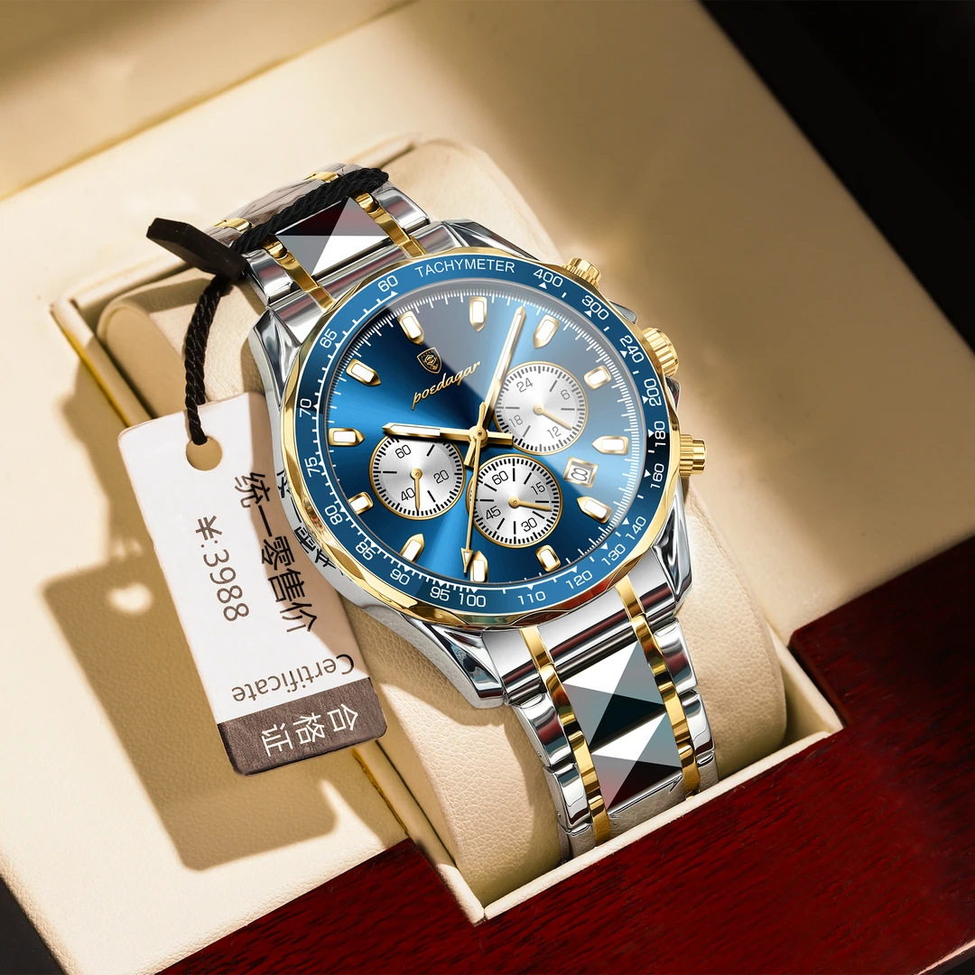 POEDAGAR/全自动正品男士手表时尚夜光防水腕表男士日历多功能