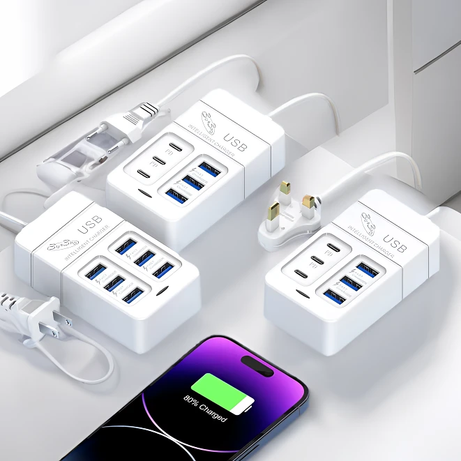 多口usb接口充电器插座带线扩展器多孔插排充电头家用多功能快速