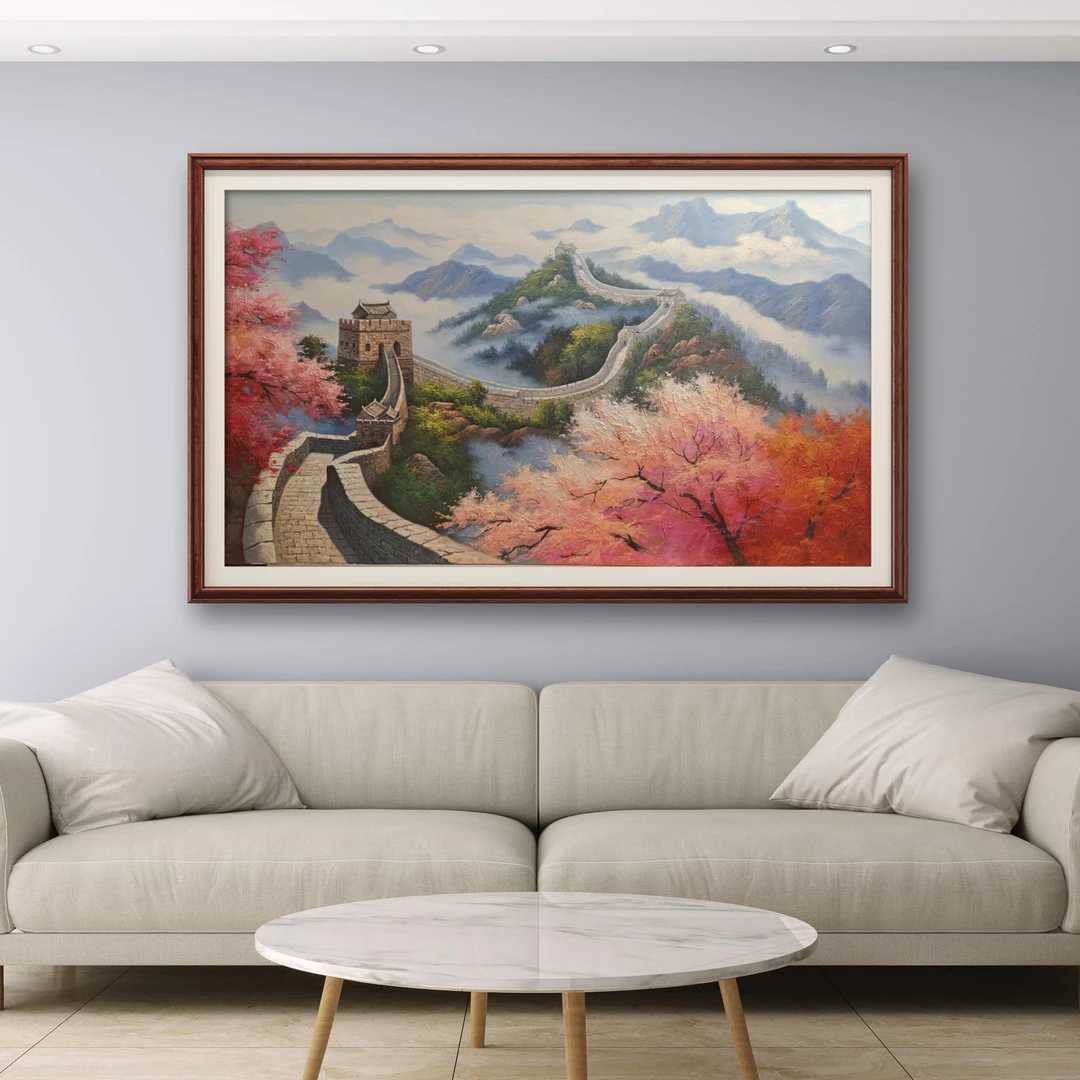 【冬日长城】朱清忠原创油画的肌理复刻版画客厅横幅风景画沙发挂画