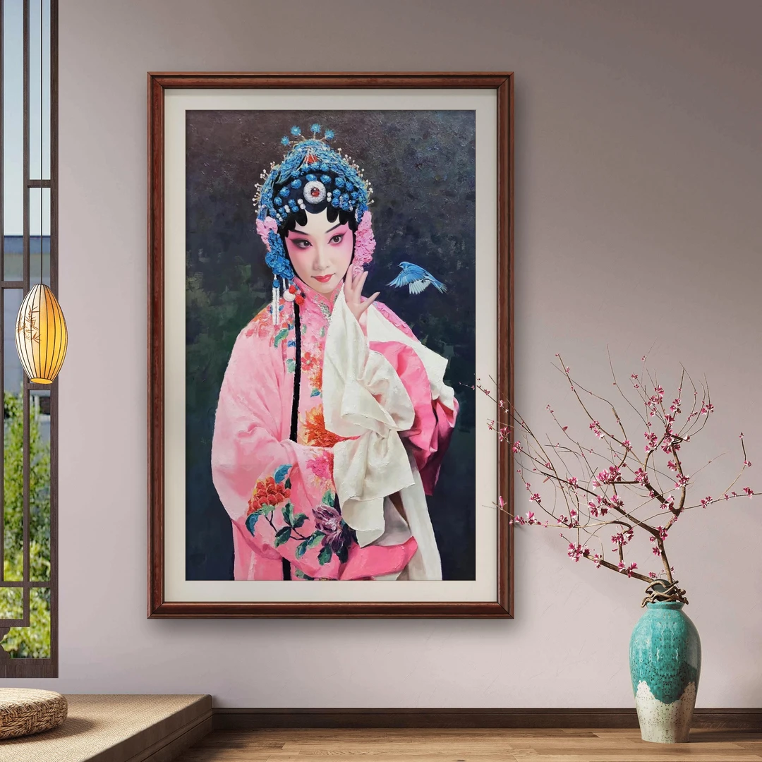 【西厢记崔莺莺】朱清忠原创油画的肌理复刻版画戏剧茶室装饰画工艺