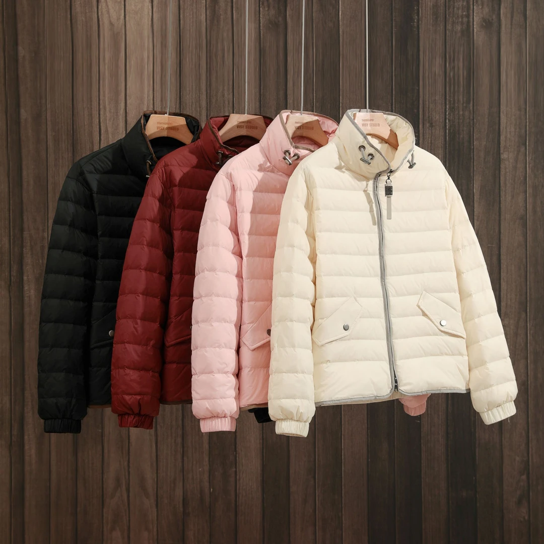 欧货时尚轻薄羽绒服女短款2025秋冬新款立领90白鸭绒气质保暖外套