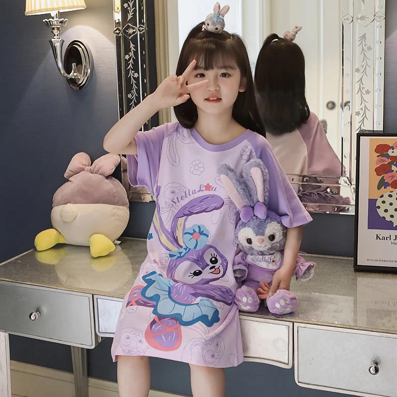 莫代尔女童睡裙公主风夏季薄款星黛露小女孩儿童睡裙女童12-15岁