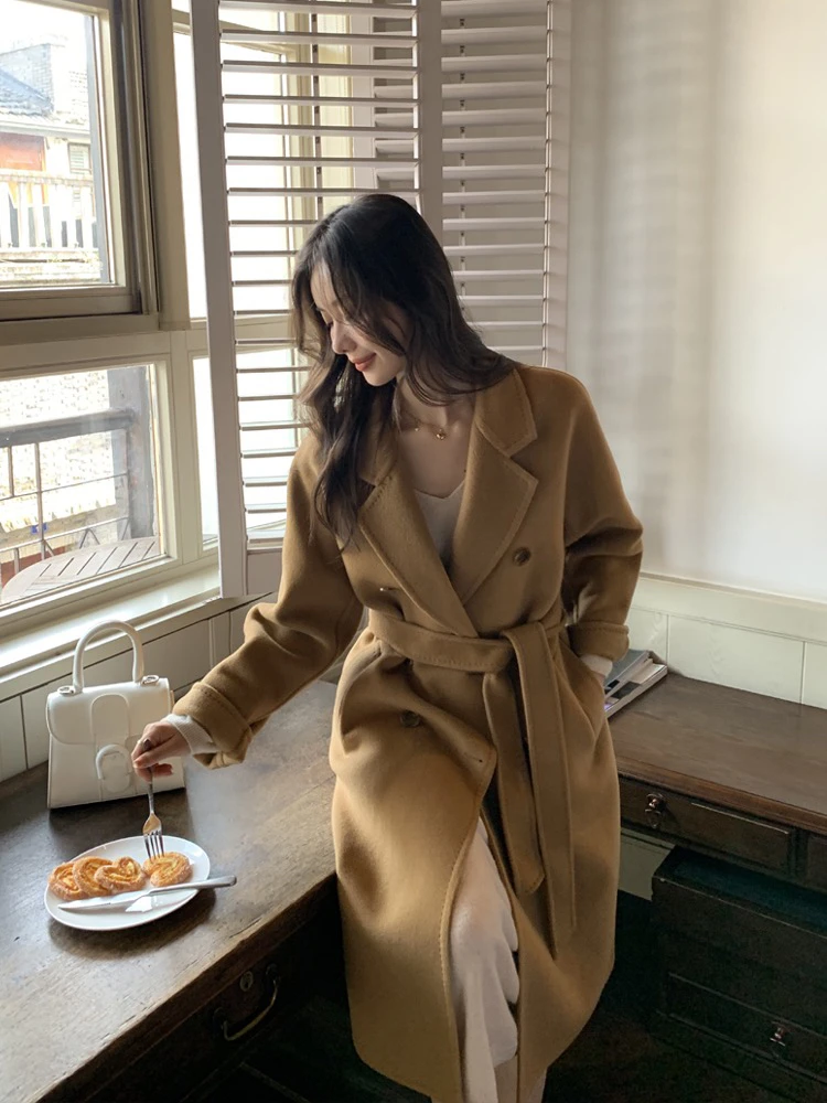 801经典驼色双面羊毛大衣女高端秋冬新款宽松加厚中长款毛呢外套