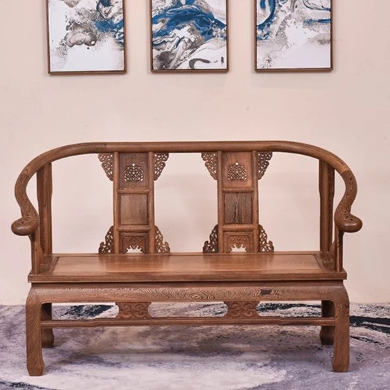 红木家具鸡翅木沙发加粗皇冠椅全实木新中式小户型双人位沙发椅子