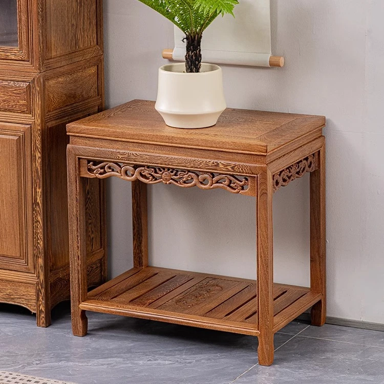 红木鱼缸架全实木鸡翅木花架茶几中式客厅置物架花几轻奢实木茶几