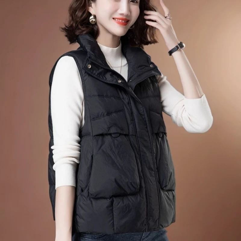 羽丝马甲女羽丝绒马夹短款外穿2025冬季新款加厚宽松百搭坎肩外套