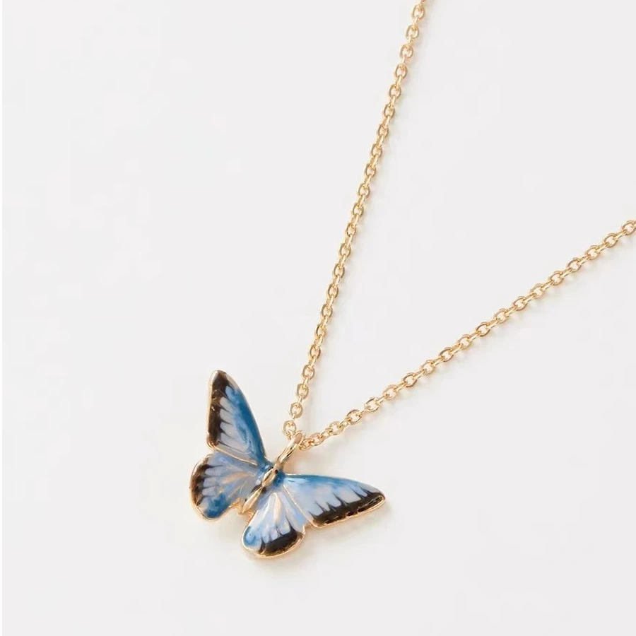 铜合金项链 【明星同款饰品】Fable锁骨项链新款高级蓝蝴蝶精致饰品