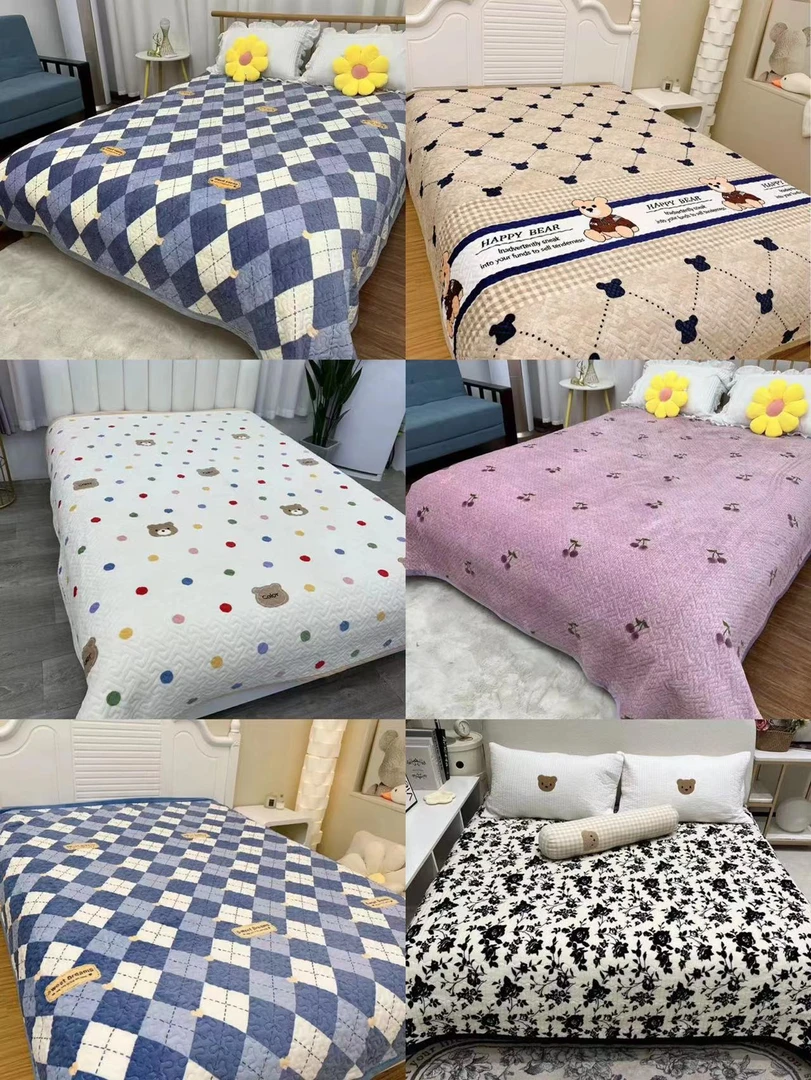 【绿野花园】牛奶绒绗缝床盖