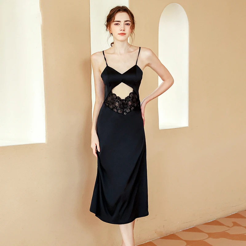 GUMMY PARK/灌蜜乐园带胸垫法式轻奢显瘦性感睡裙冬季修身吊带裙