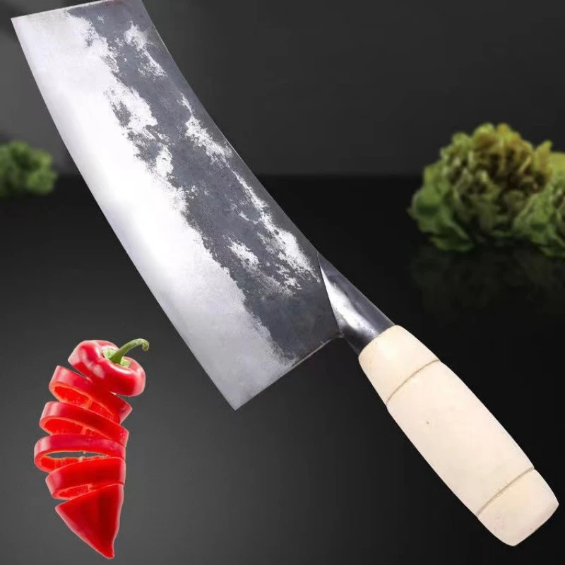 手工锻打菜刀家用老式铁菜刀具锰钢夹钢中式菜刀厨师专用