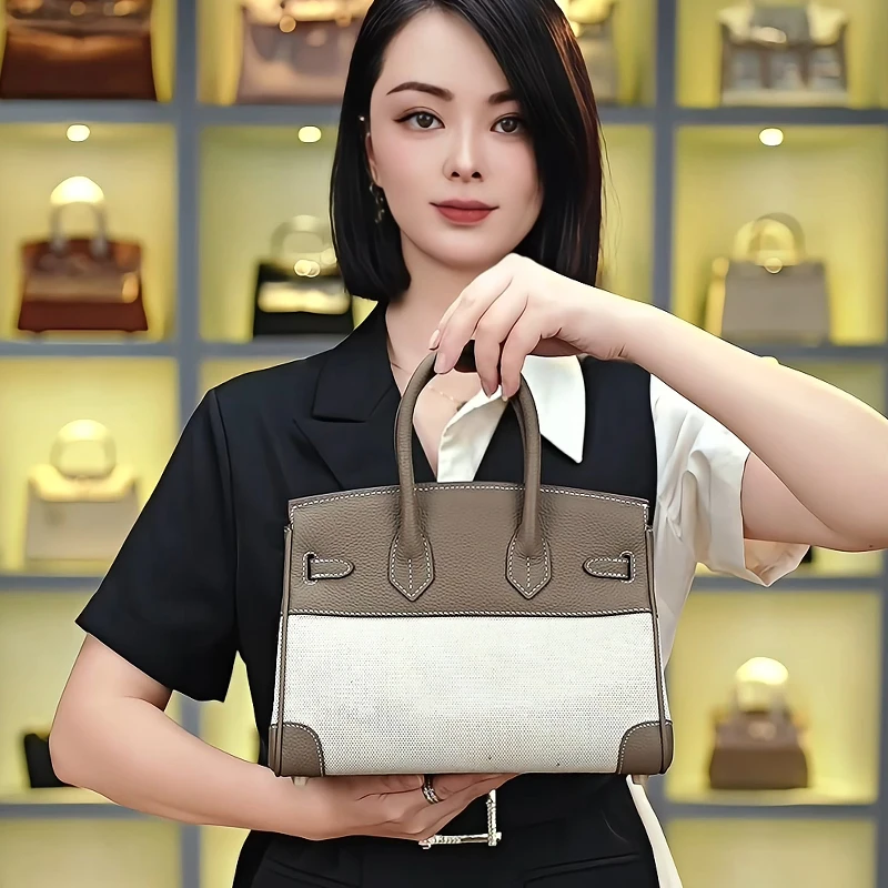 【金姐帆布】头层牛皮手提包女单肩斜挎包手拎包真皮通勤上班包