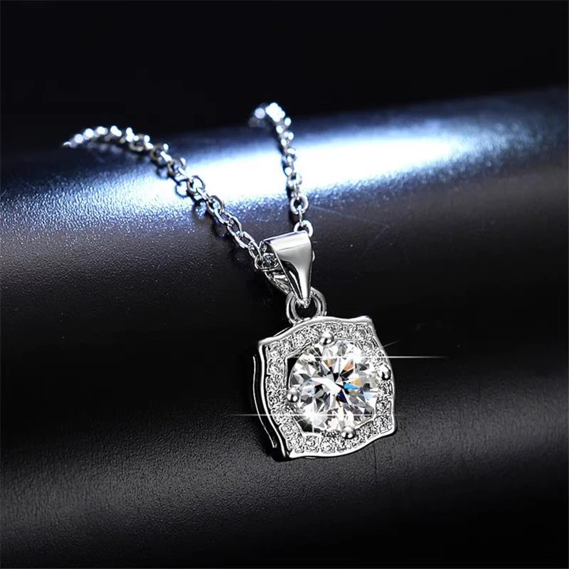 925银莫桑石银制品 【海瑞方包吊坠】0.5-5克拉/大方气质吊坠百搭潮