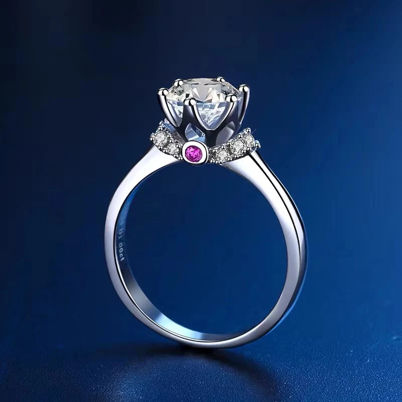 925银莫桑石银制品 【真爱加冕】1克拉/925银莫桑光臂女戒百搭婚戒