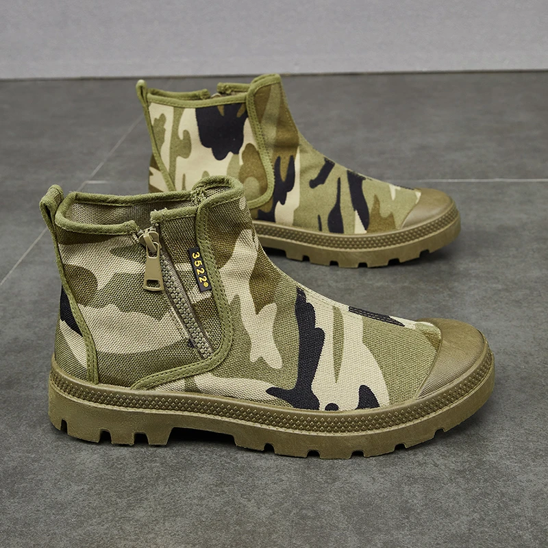 2024双11新款劳保鞋男士侧拉链高帮软底轻便透气登山马丁靴户外