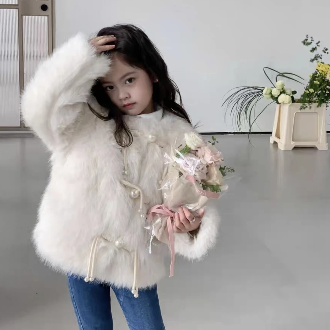女童秋冬款仿皮草外套棉内胆新款女宝小香风洋气棉服加厚甜美大衣