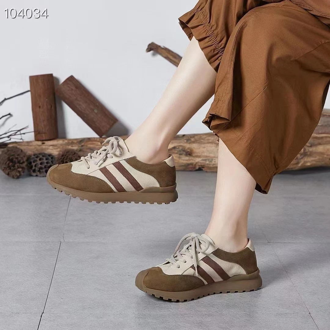 郡主家932四季拼色阿甘百搭软底增高休闲单鞋厚底平底低帮圆头