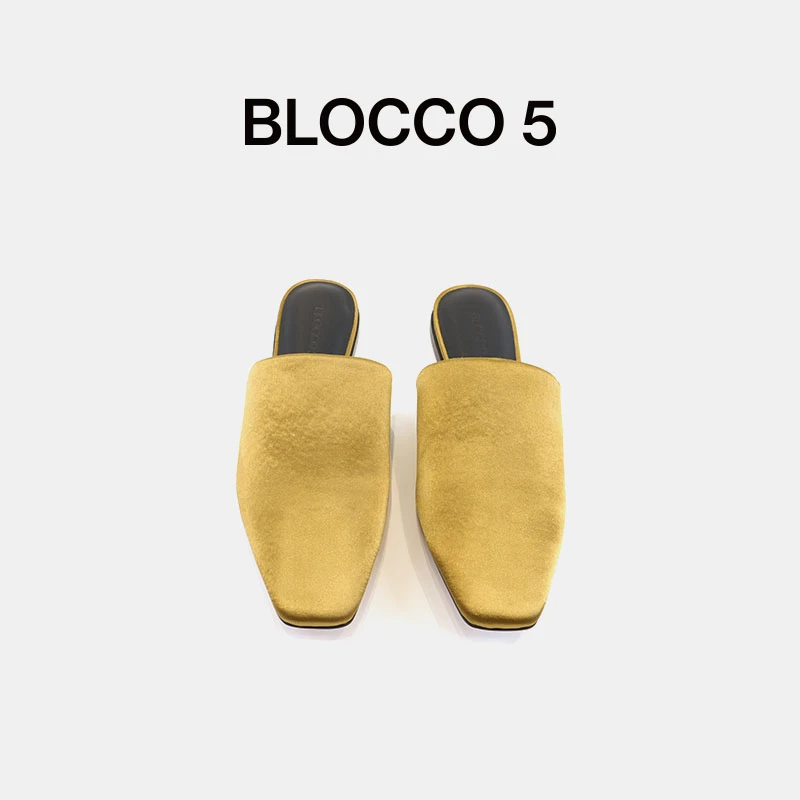 BLOCCO5新款复古优雅穆勒鞋包头拖鞋