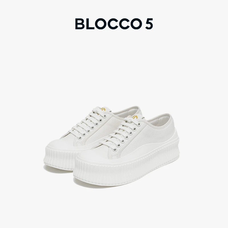 BLOCCO5低帮系带布鞋厚底经典百搭休闲饼干鞋