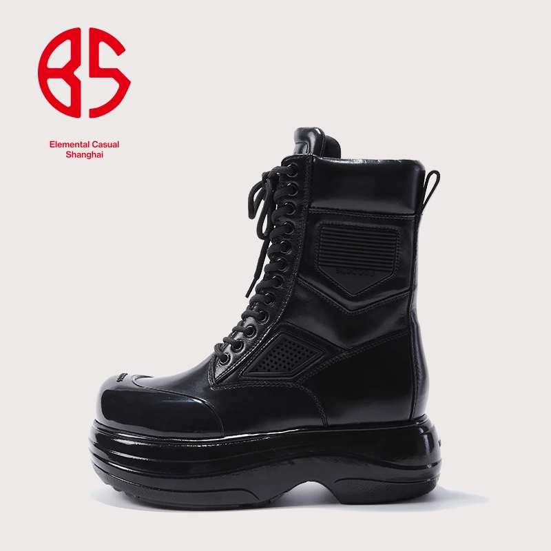 BLOCCO5中筒靴骑士靴秋冬新款潮ins欧美风马丁靴子跟高5.5cm