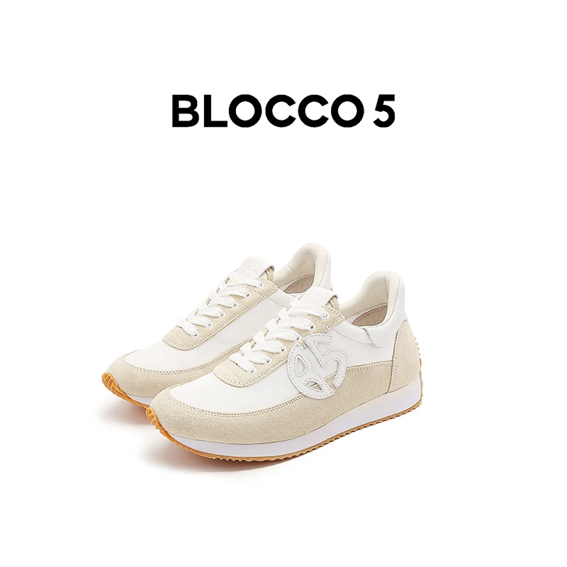 BLOCCO5春夏慢跑鞋时尚超轻运动平底鞋女华夫德训鞋