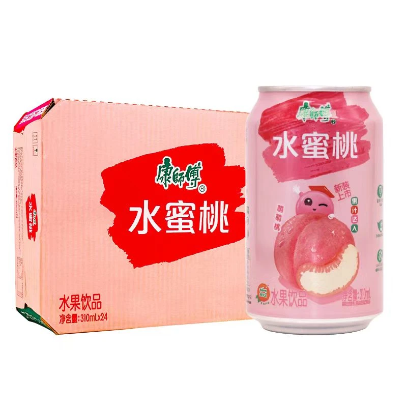 康师傅易拉罐310ml*8瓶装茶饮料铁罐水蜜桃果汁饮料蜜桃汁桃味