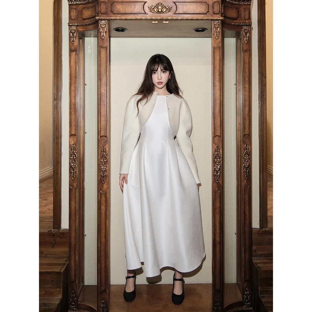 avenement/双面尼开衫/纯羊毛法式千金风针织开衫短外套外搭女冬