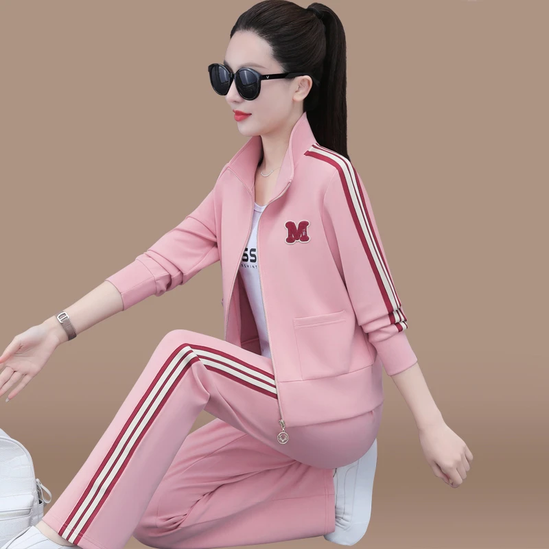 休闲运动服套装女春秋2025新款气质时尚妈妈装卫衣跑步服两件套