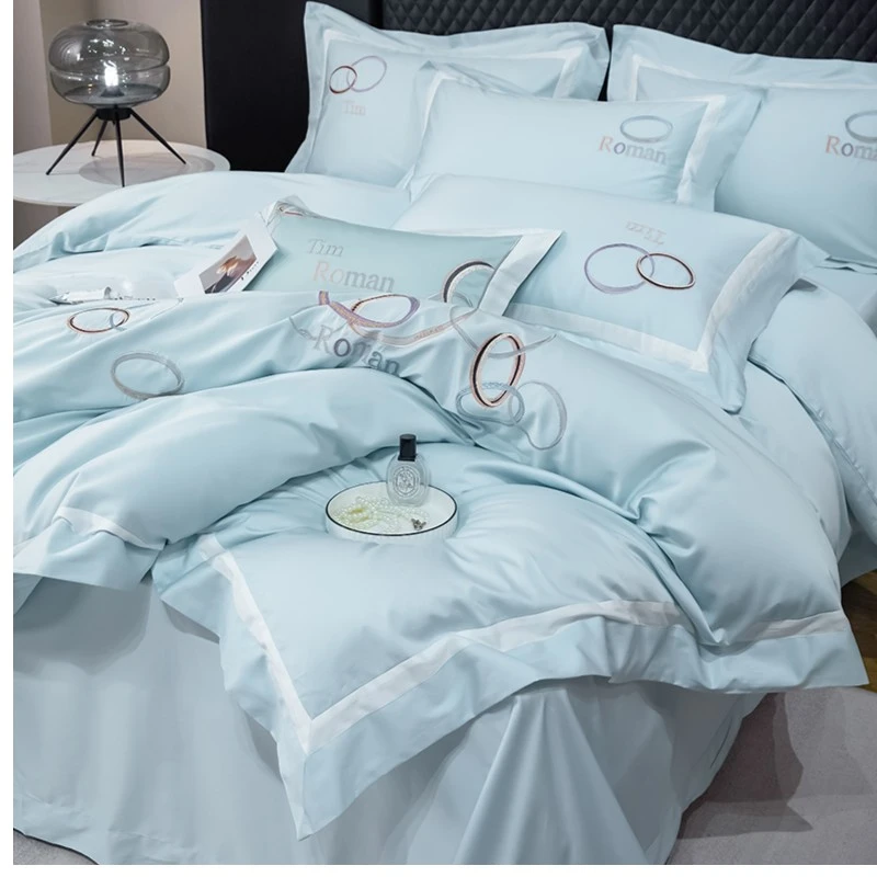 高端轻奢100支长绒棉四件套床单款刺绣床上用品四件套