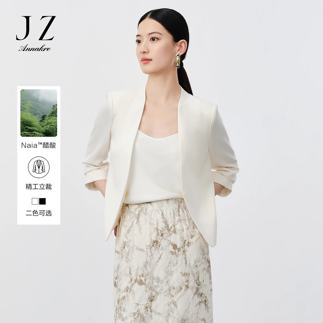 玖姿【醋酸系列】JTEX40203通勤捏褶短西装