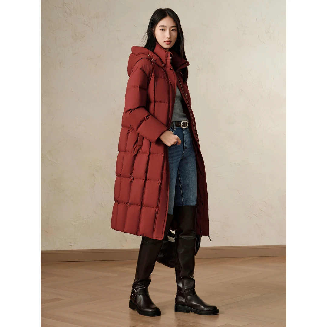 【冰原系列】玖姿·安娜蔻JTED03119通勤保暖白鹅绒直筒羽绒服女冬