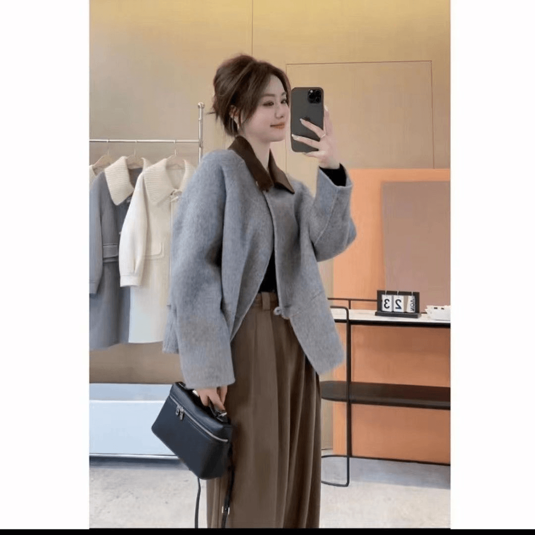 2023新款网红双面呢羊毛大衣短款女神宽松韩版气质秋冬款慵懒风