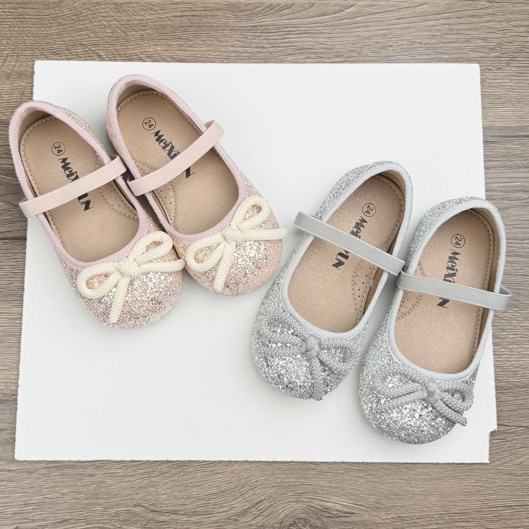 儿童水晶鞋蝴蝶结女童公主鞋配礼服软底单鞋爱莎亮片小女孩皮鞋秋