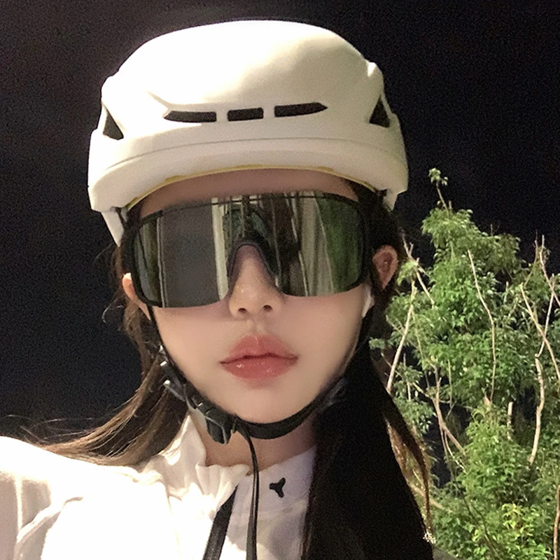 男女自行车骑行眼镜白框大框护目镜显脸小户外太阳镜防风沙紫外线