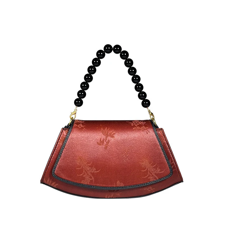 许风新中式新国风提花重缎红云纱桑蚕丝手工单肩斜跨女包轻奢百搭