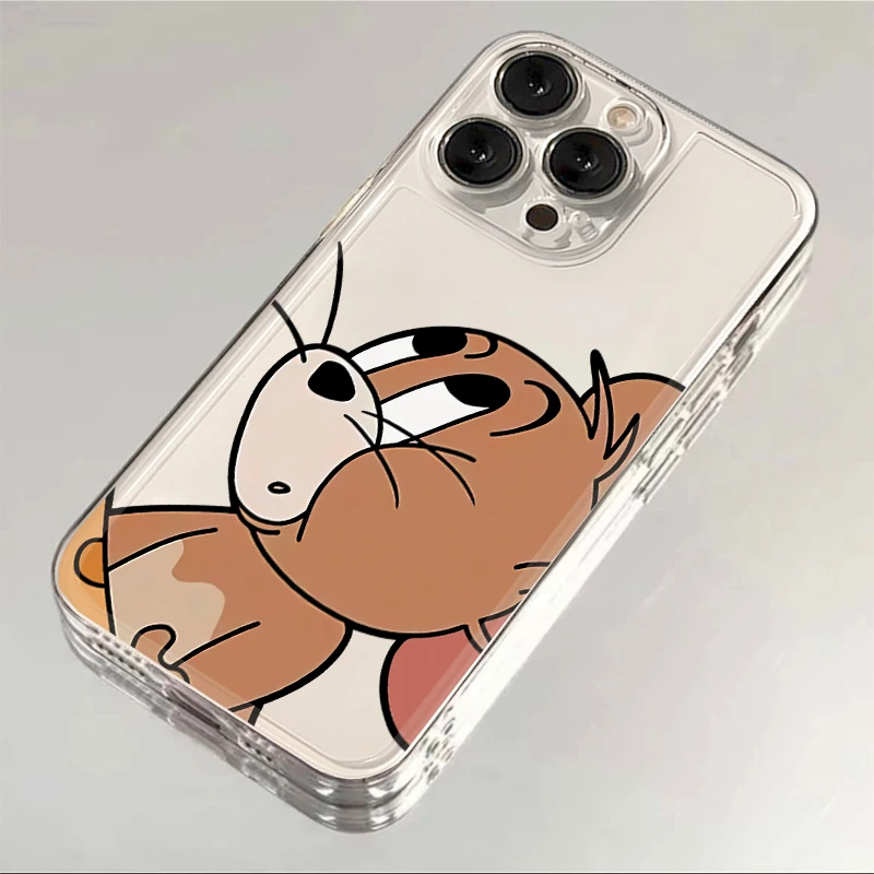 卡通杰瑞鼠iphone15苹果13华为vivo小米14OPPO一加简约透明手机壳
