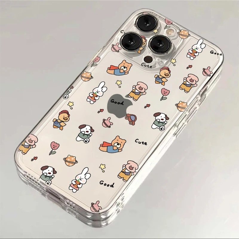 可爱动物iphone15苹果13华为vivo小米14OPPO一加12小众透明手机壳