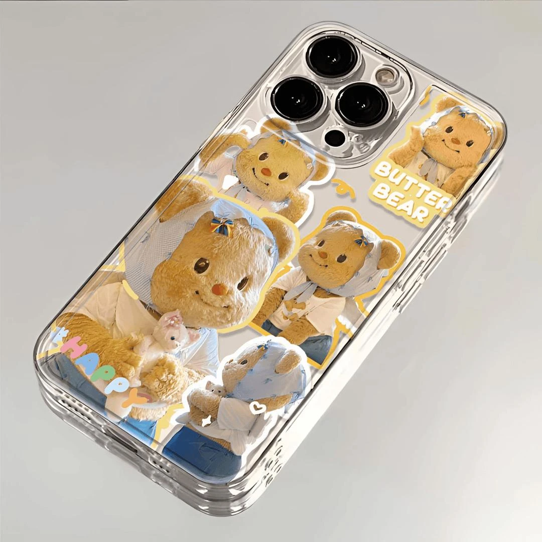 黄油小熊适用iphone15苹果16透明手机壳可爱华为vivo小米oppo软套