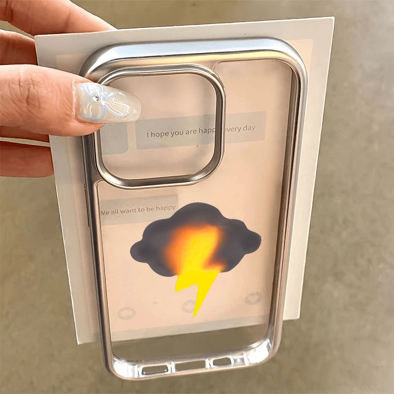 雷云闪电适用iphone15pro手机壳苹果13/14小众12简约11新款xs电镀