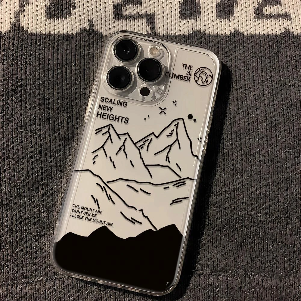 透明线条山峰苹果oppo华为vivo小米iPhone12/13/14保护套15手机壳