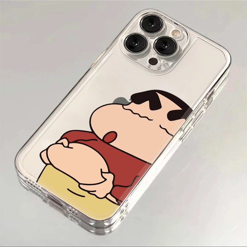 肚腩小新iphone15手机壳苹果13华为vivo小米OPPO一加可爱透明软套
