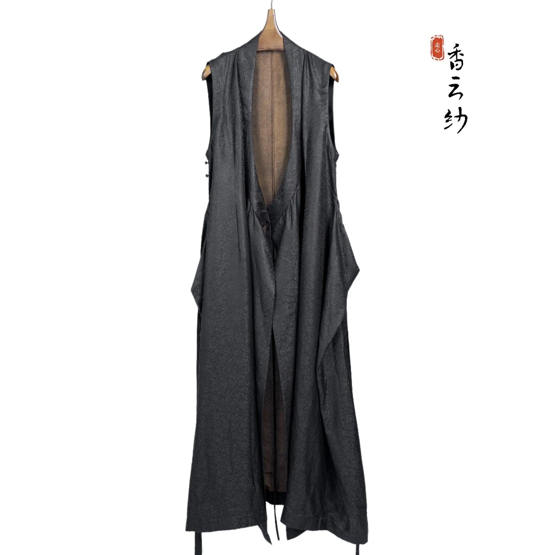 【香云走心】非遗连衣裙23Z07506提花藏袍时尚夏季黑色桑蚕丝百搭